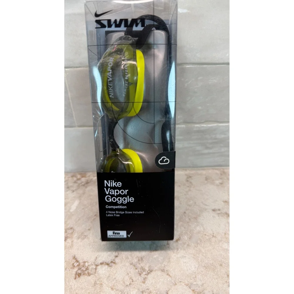 Nike Vapor Goggle Competition Swim Goggles Volt Black NESSA177-042 FINA Approved